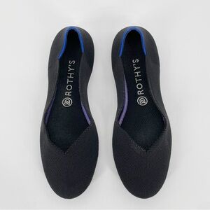 Rothy's Black Flats with Blue Trim